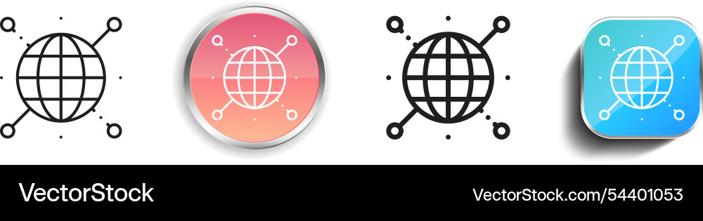 Global icon thin linear regular and button style vector image