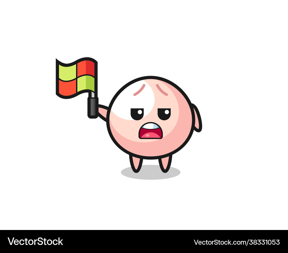 Meatbun character as line judge putting flag Meatbun character as line judge putting flag vector image