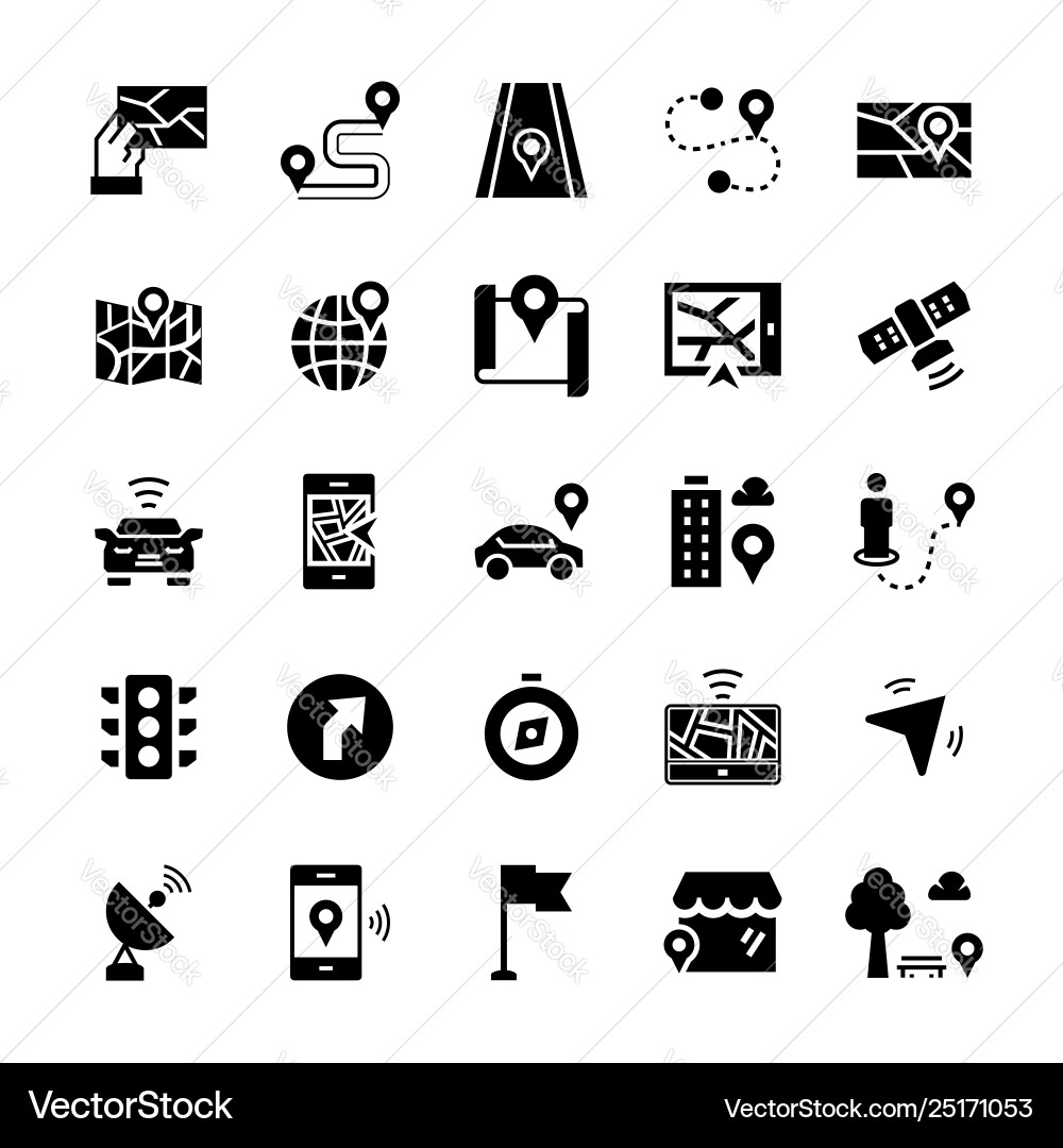 Navigation Icon Set - Flat Style vector image