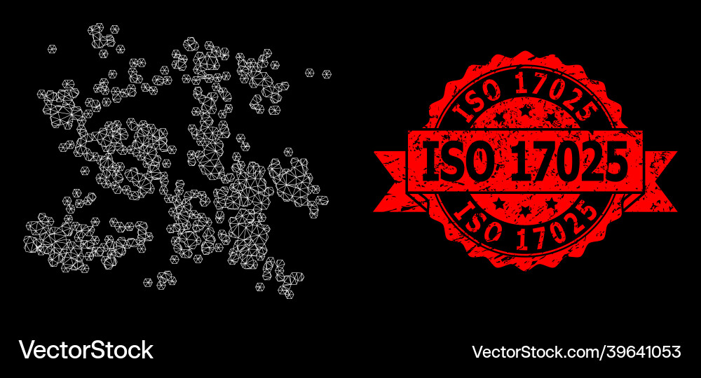 Rubber iso 17025 seal and web mesh particle swarm Rubber iso 17025 seal and web mesh particle swarm vector image