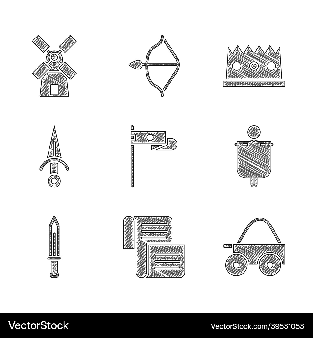 Set medieval flag decree parchment scroll Set medieval flag decree parchment scroll vector image