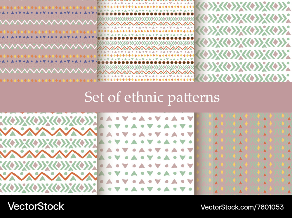 Set of ethnic seamless patterns vector image
