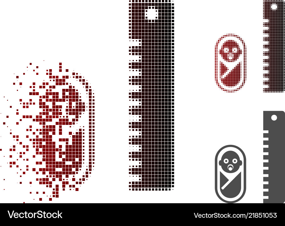 Sparkle pixel halftone baby height icon Vector Image