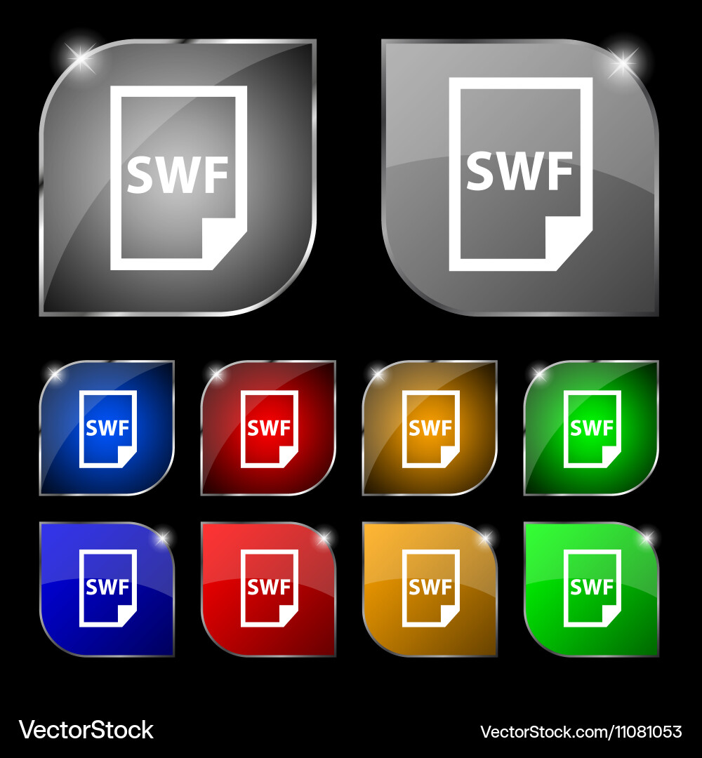 Swf file icon sign set of ten colorful buttons vector image