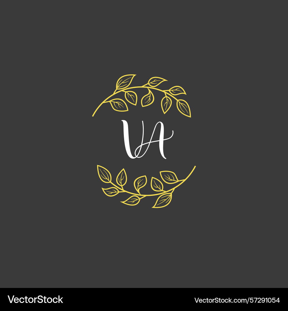 Botanical monogram logos with initial va Vector Image