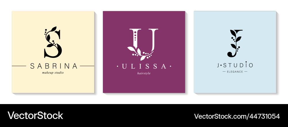 Bundle of botanical minimalistic logos monogram Vector Image
