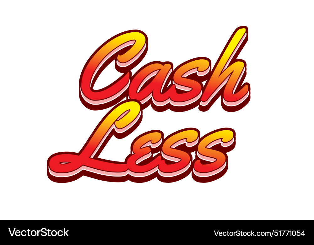 Cashless text effect in 3d style with good colors Vector Image