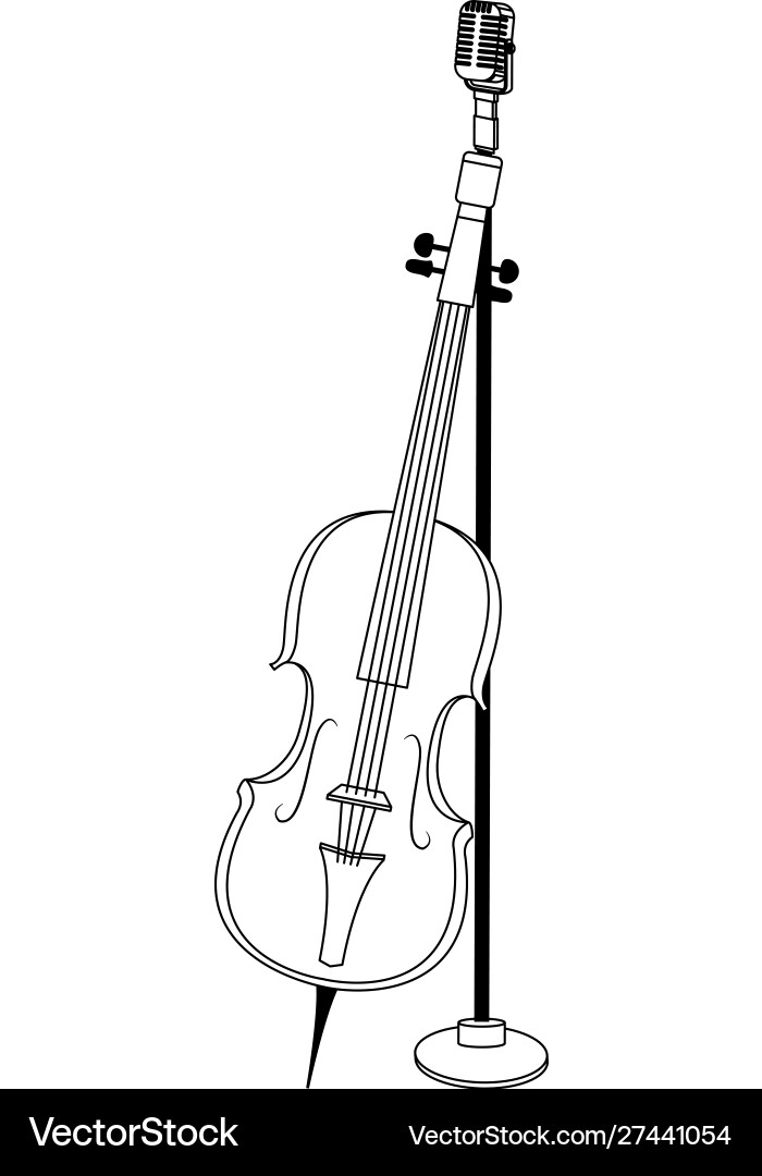 Classical instruments microphone and cello icon vector image