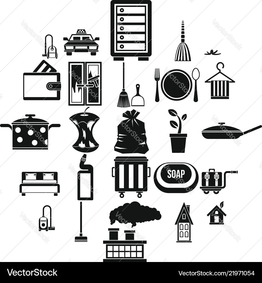 Clean up icons set simple style Clean up icons set simple style vector image