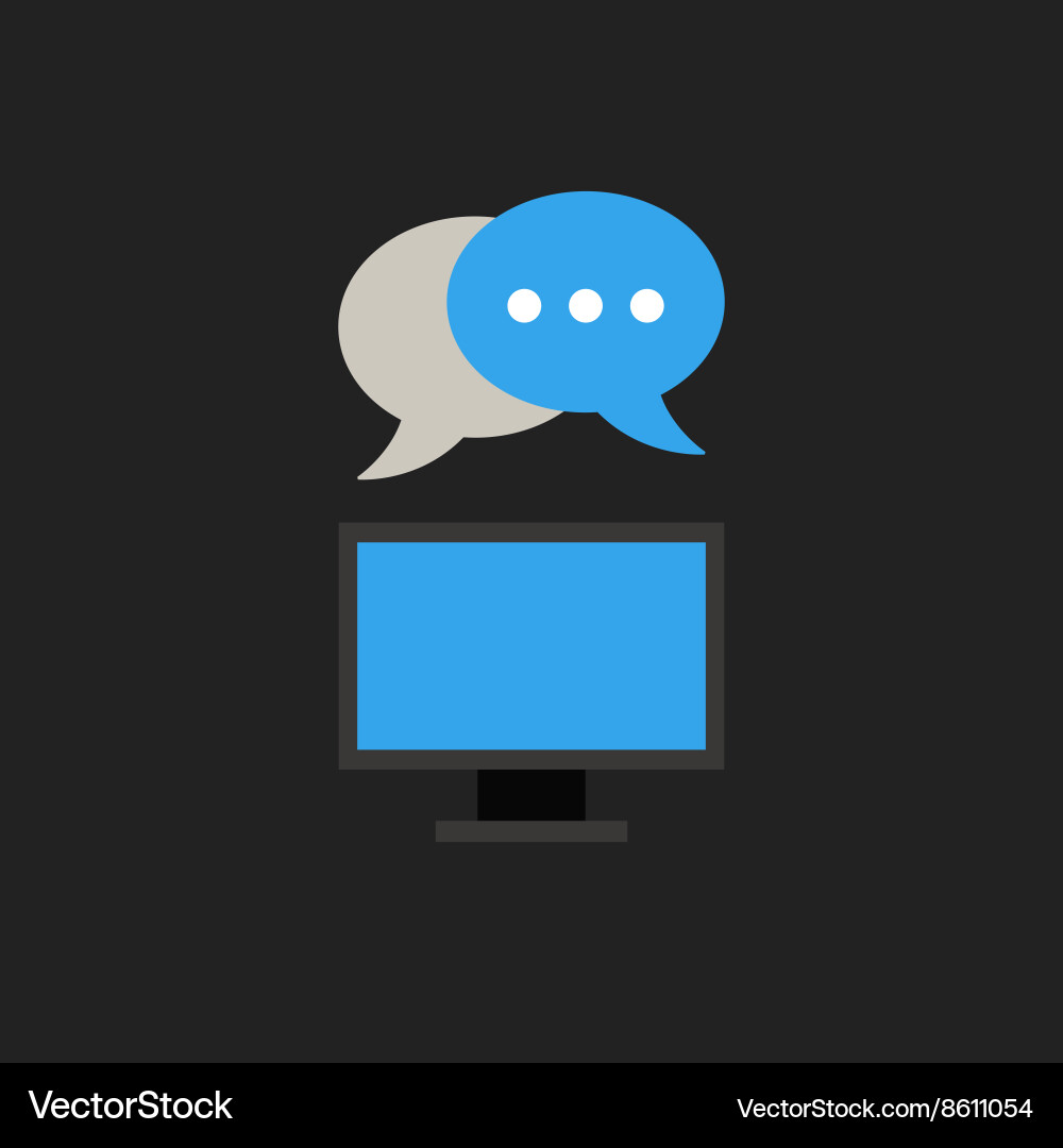 Computer monitor with communication clouds Vector Image