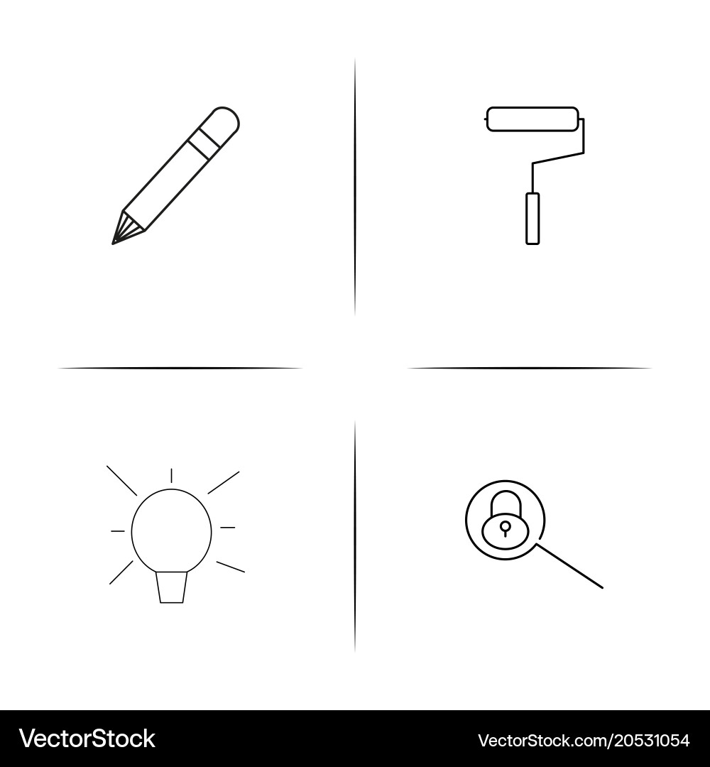 Creative process and design simple linear icons vector image