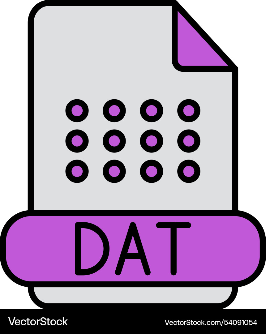Dat format line filled icon design vector image