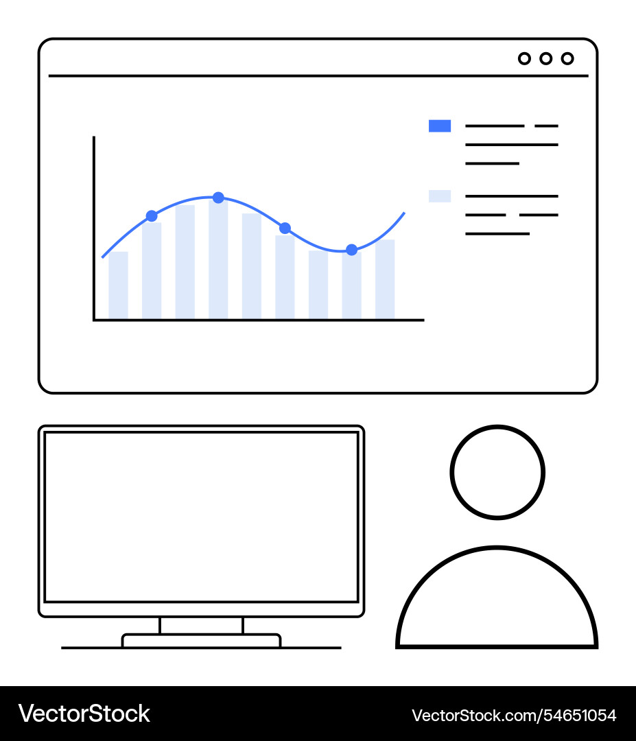Data analytics dashboard on computer screen Data analytics dashboard on computer screen vector image