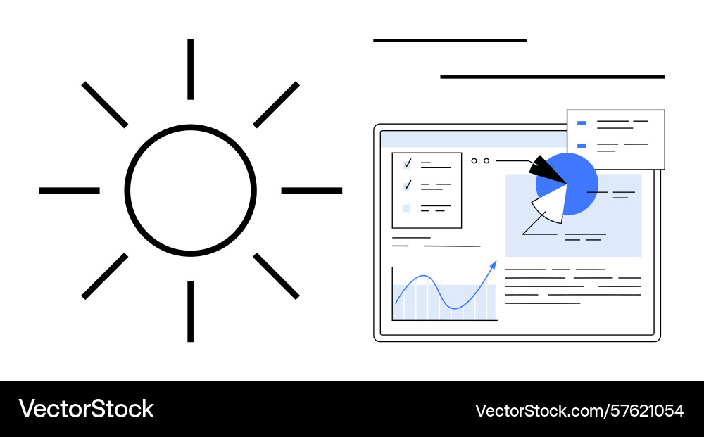 Data analytics on digital dashboard with sun icon Data analytics on digital dashboard with sun icon vector image
