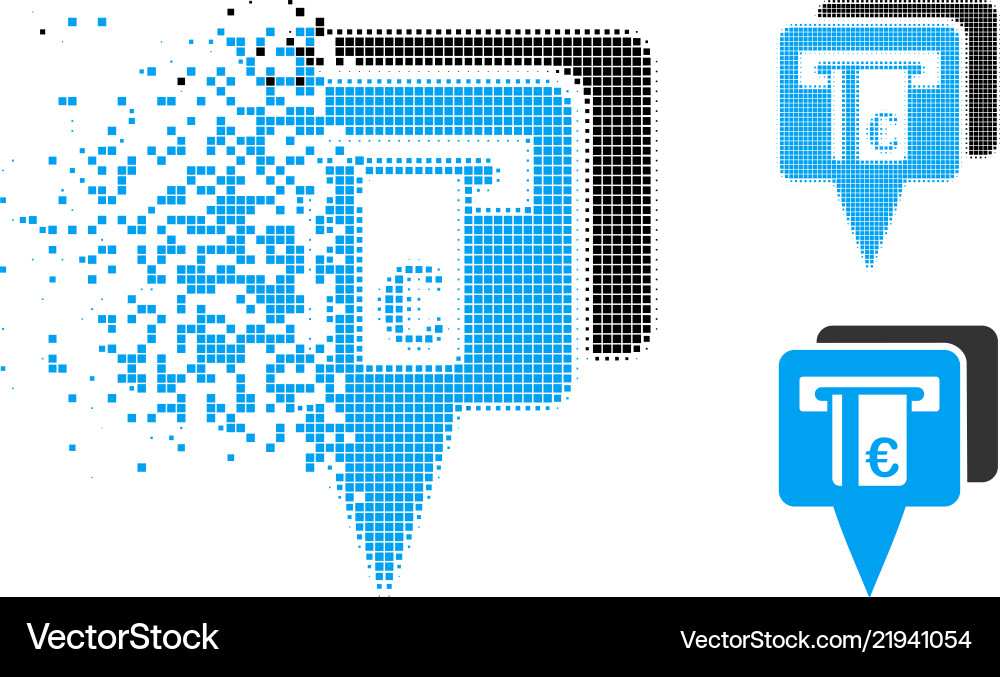 Dissolved dot halftone euro atm pointers icon Dissolved dot halftone euro atm pointers icon vector image