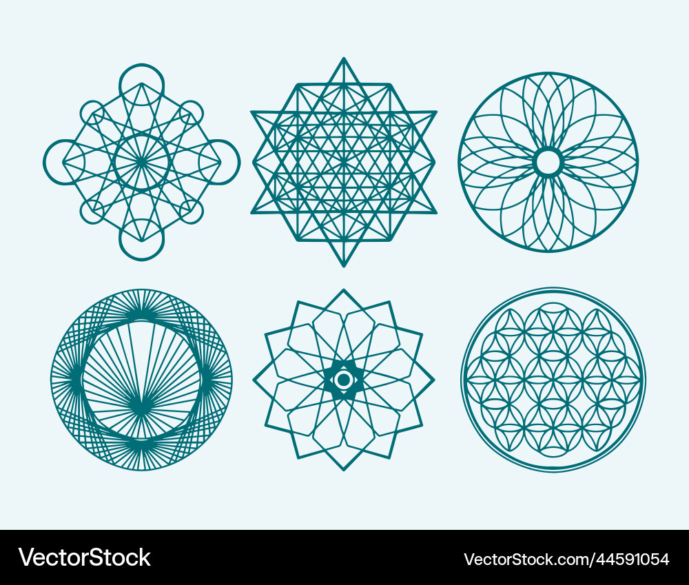 Flat design sacred geometry element set Flat design sacred geometry element set vector image