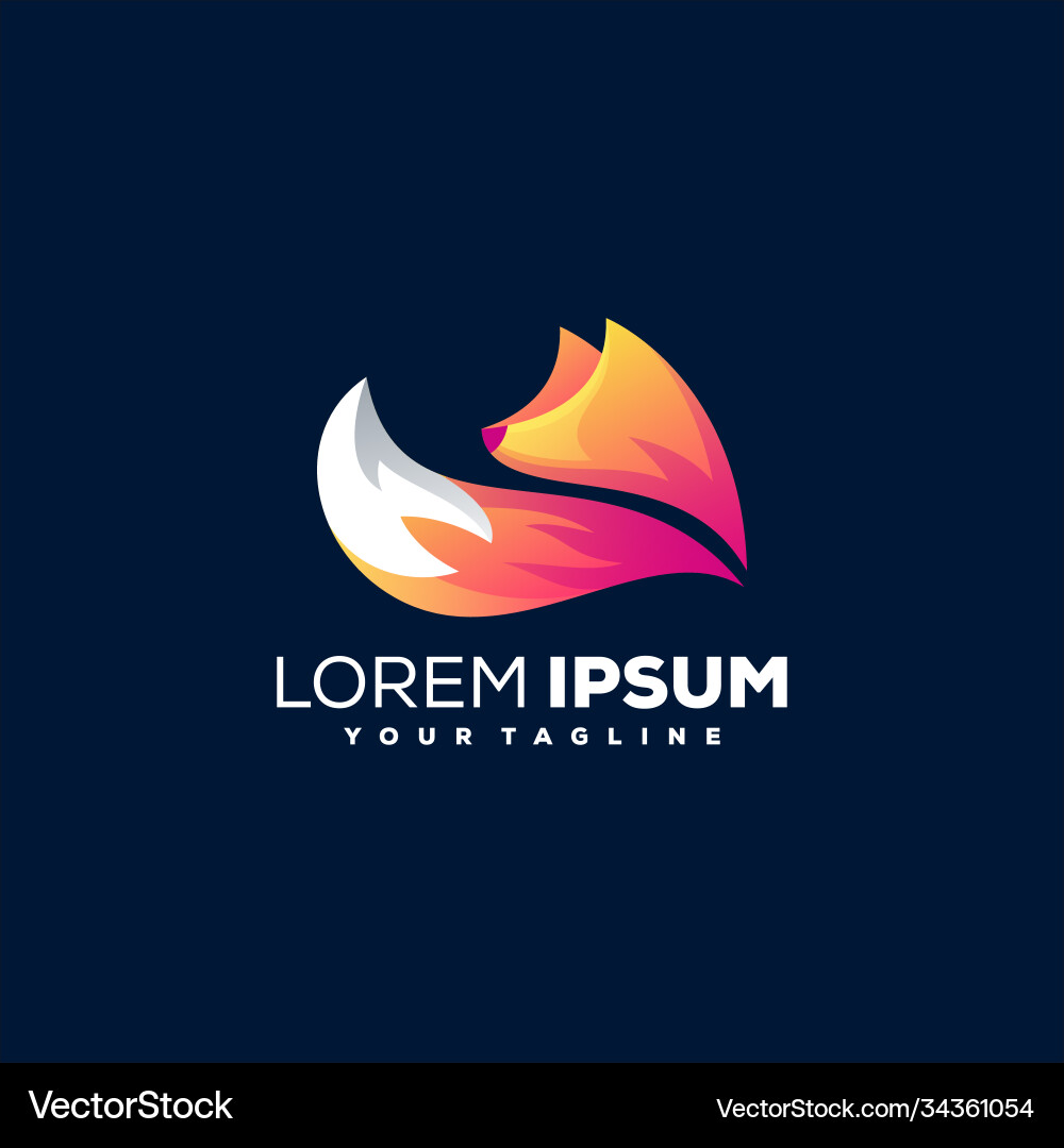 Fox gradient color logo design vector image