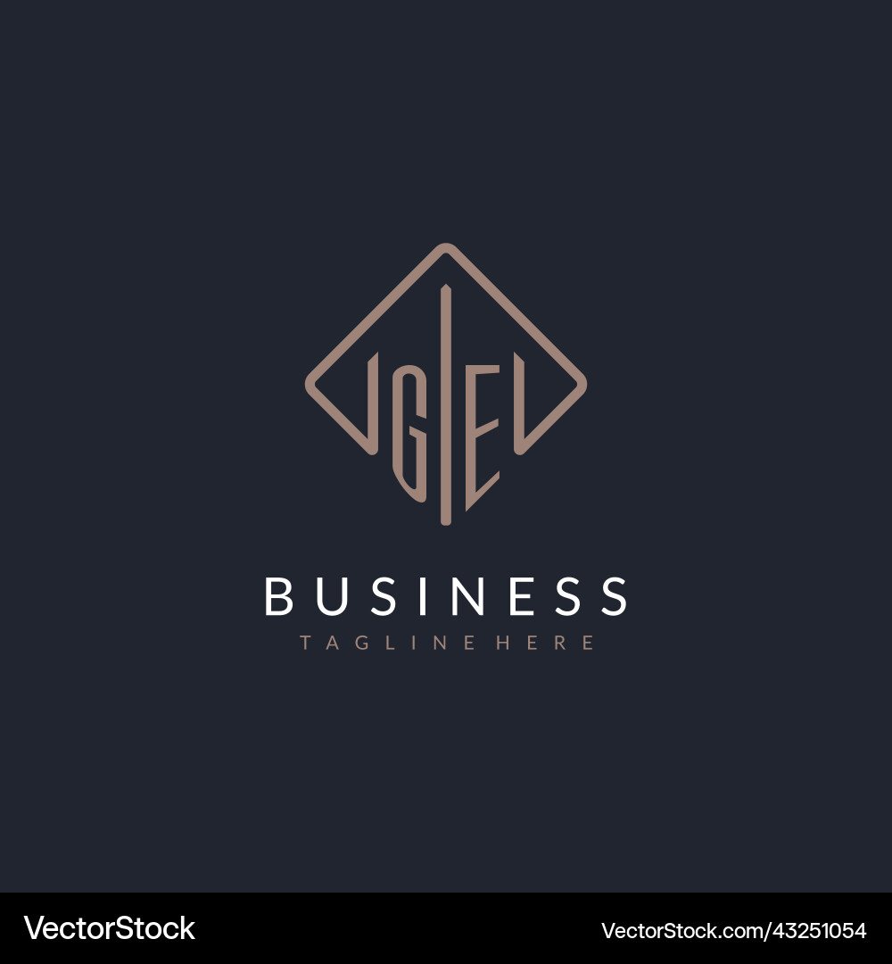 Ge initial logo with curved rectangle style design Vector Image