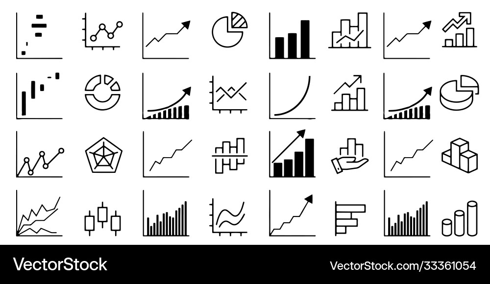 Growth graph icon set Vector Image