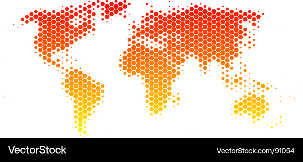 Hexagonal World Map vector image