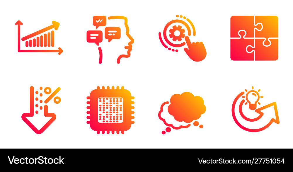 Messages low percent and chart icons set Messages low percent and chart icons set vector image