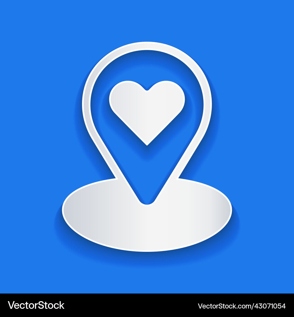 Paper cut map pointer with heart icon isolated Paper cut map pointer with heart icon isolated vector image