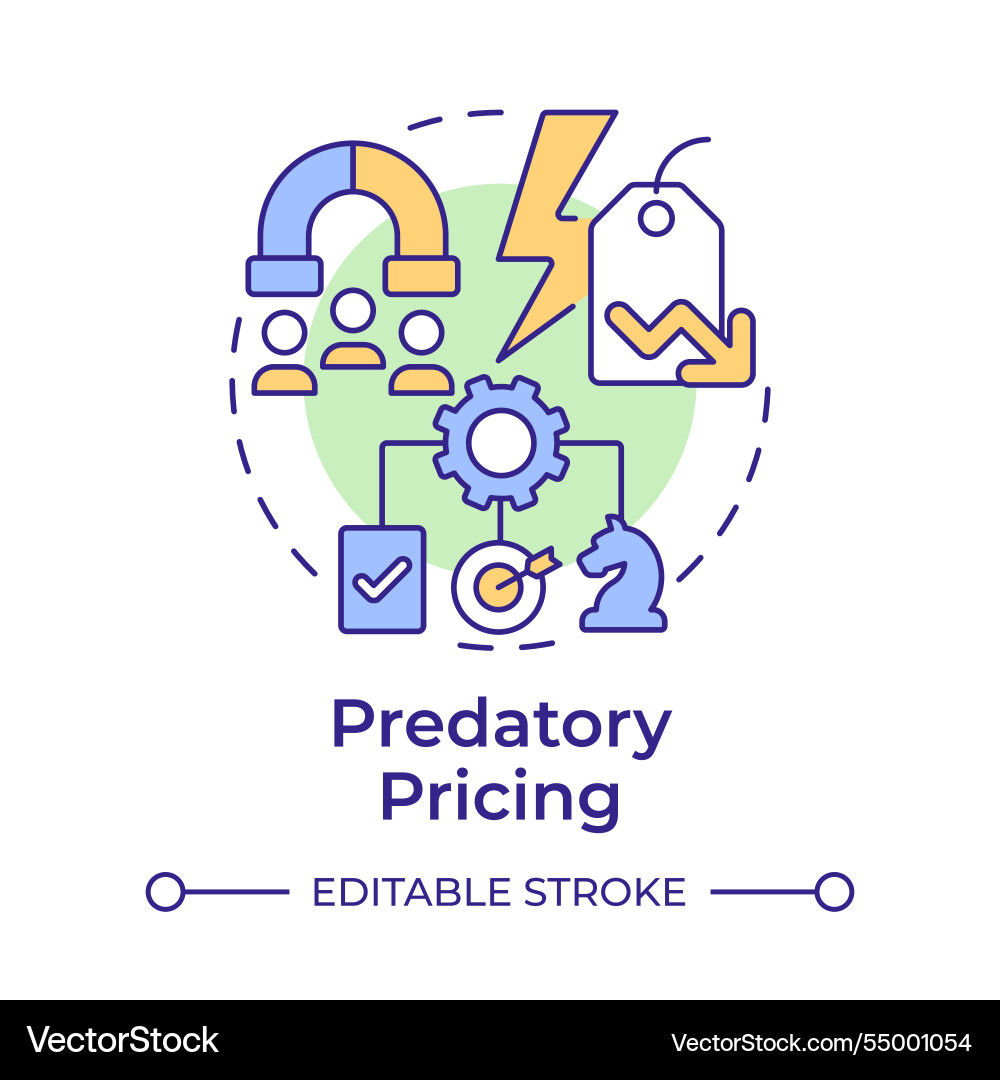 Predatory pricing multi color concept icon Predatory pricing multi color concept icon vector image