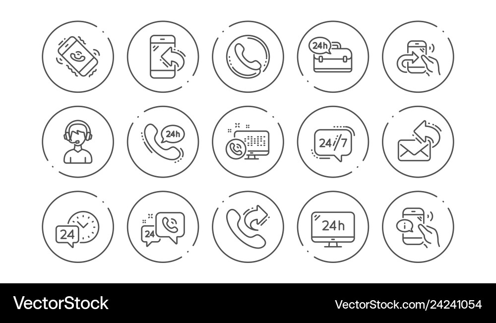 Processing line icons call center support Processing line icons call center support vector image
