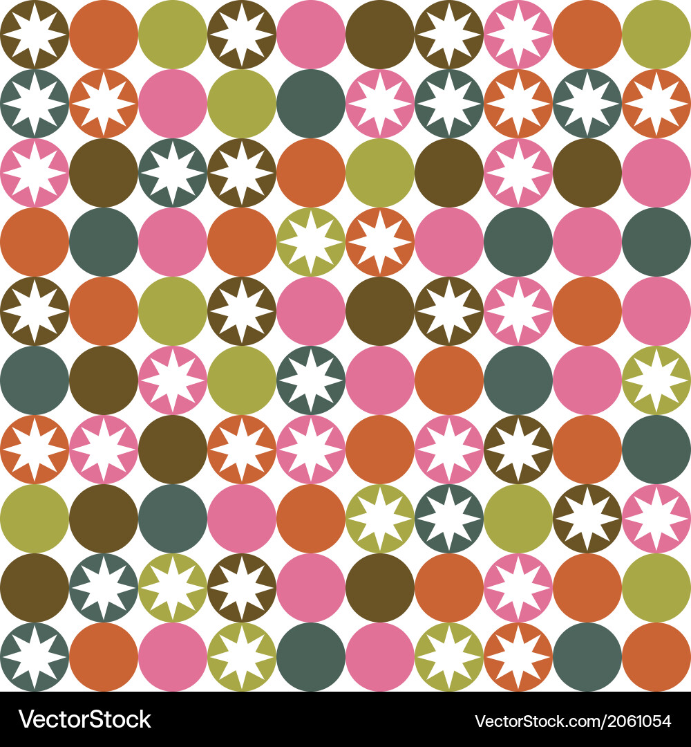 Retro seamless pattern with circles and stars vector image
