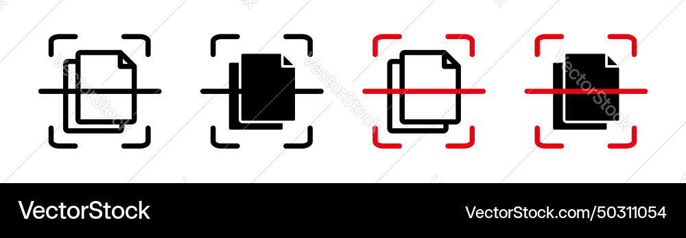 Scan documents icon set digital paper file Vector Image