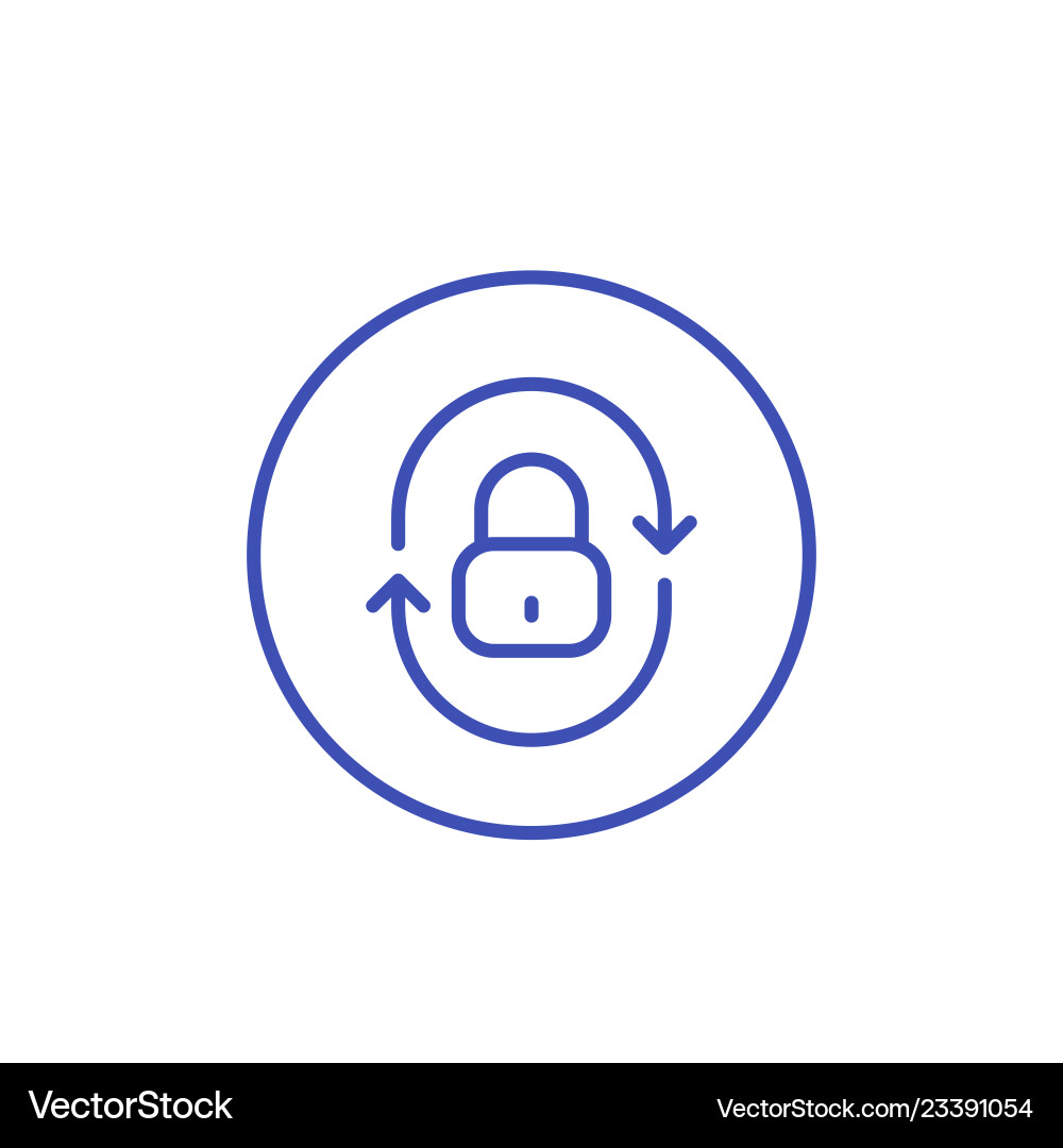 Security icon with lock and arrows linear style Security icon with lock and arrows linear style Vector Image