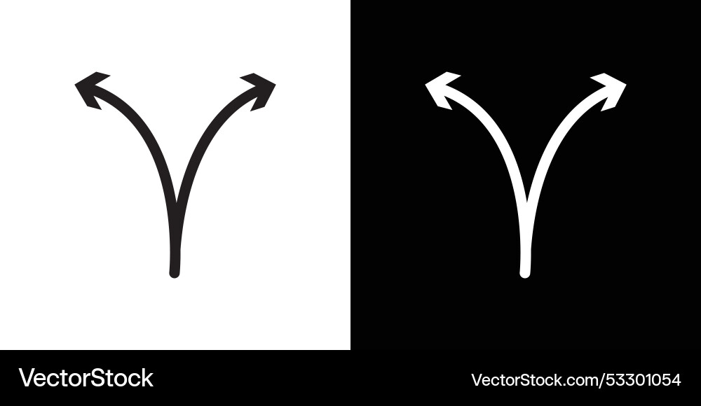 Separating arrow in two part icon thin line flat Separating arrow in two part icon thin line flat vector image