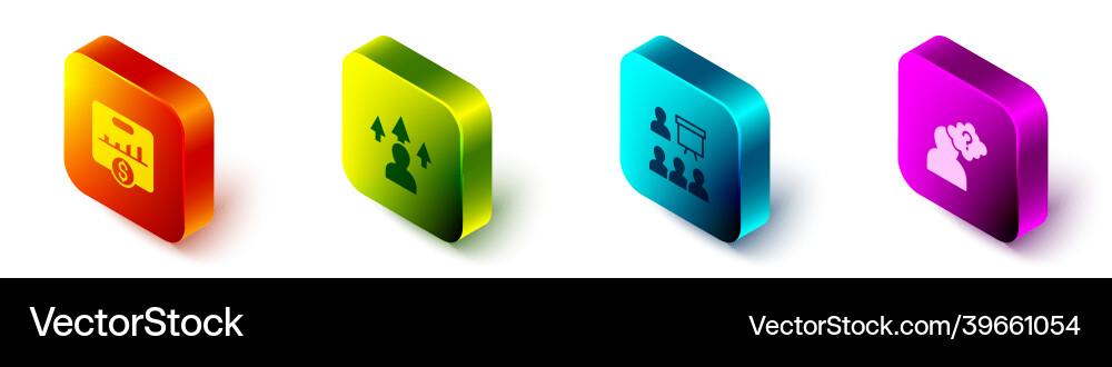 Set isometric key performance indicator front end Set isometric key performance indicator front end vector image