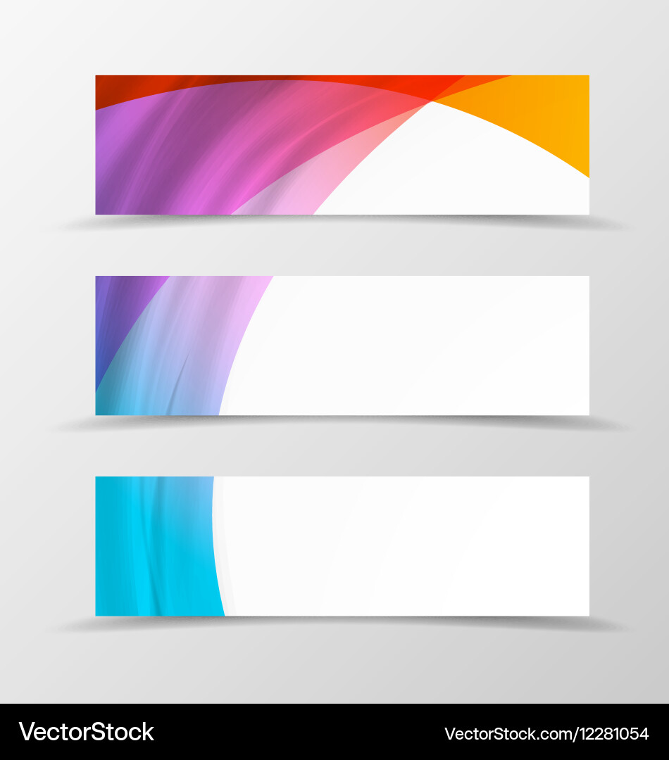 Set of header banner dynamic wave design vector image