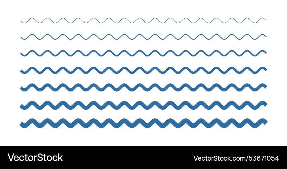 Set of horizontal wiggly lines pattern vector image