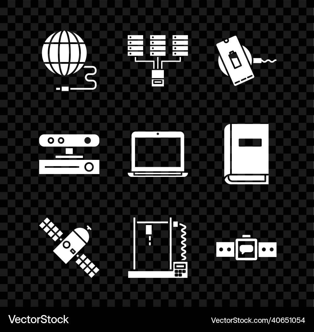 Set social network server data web hosting Set social network server data web hosting vector image
