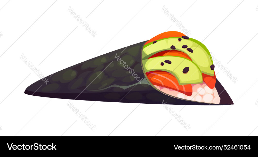 Temaki cartoon japanese hand roll sushi c Temaki cartoon japanese hand roll sushi c vector image