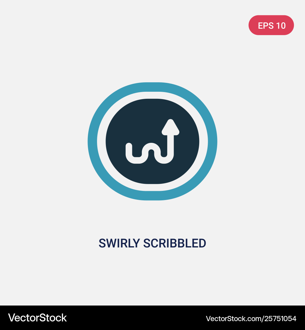 Two color swirly scribbled arrow icon from user vector image