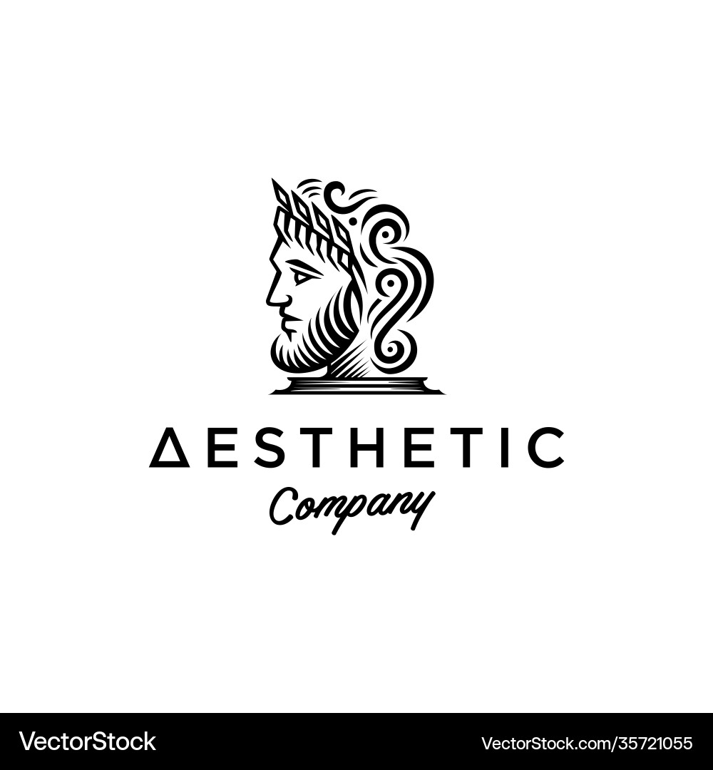 Ancient greek figure face head statue logo Ancient greek figure face head statue logo vector image