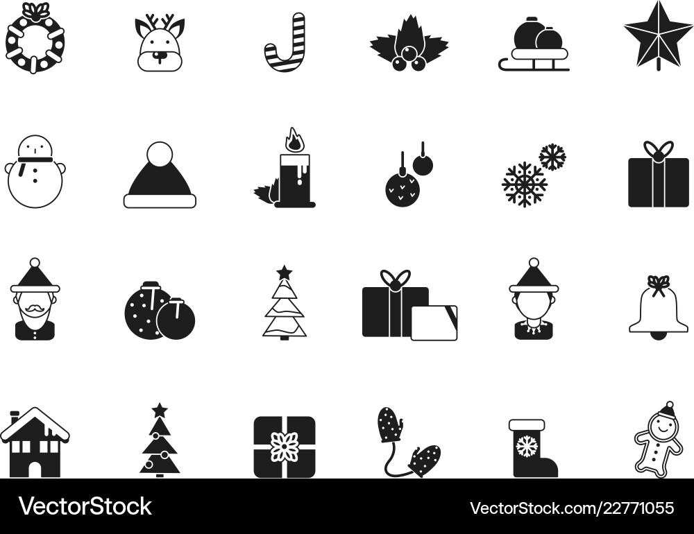Christmas Bells & Santa Icons Vector Image