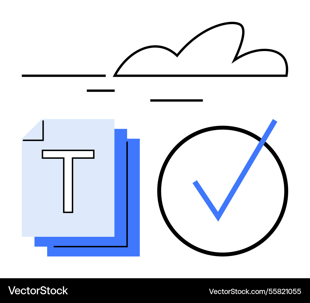 Cloud-based document approval concept with text Vector Image
