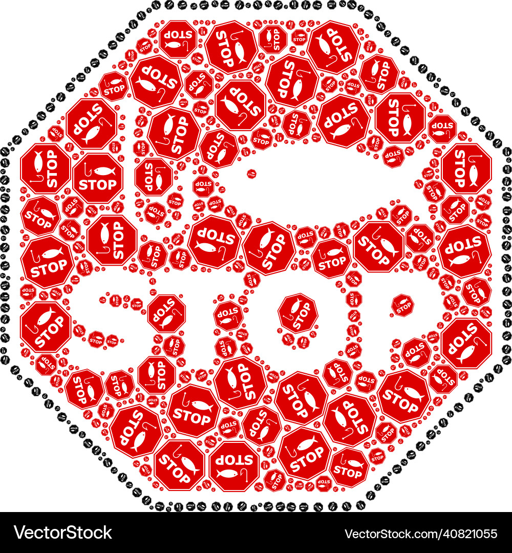 Fishing stop octagon recursion icon mosaic of self Fishing stop octagon recursion icon mosaic of self vector image