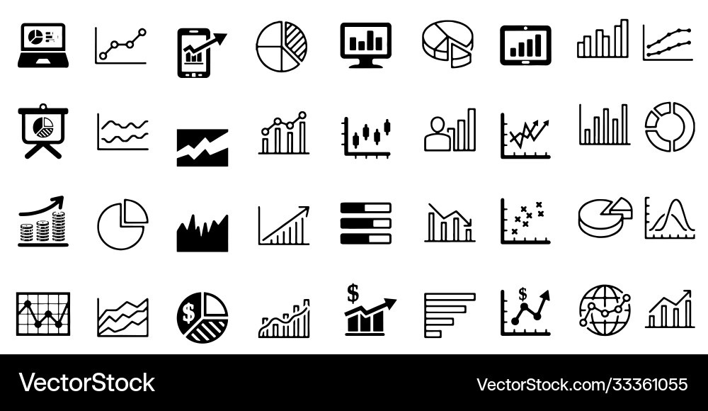 Growth graph icon set Vector Image