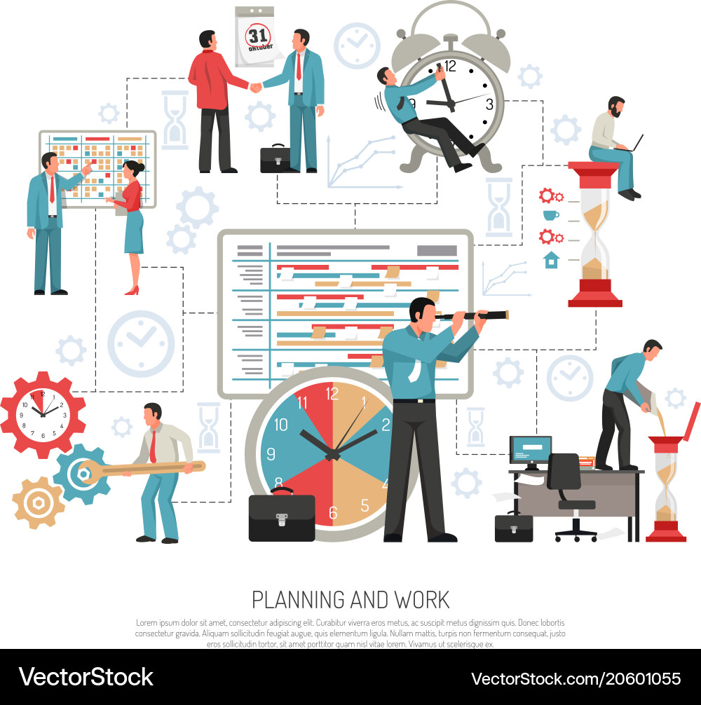 Office Planning & Scheduling Concept Vector Image