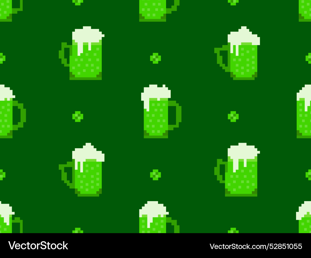 Seamless pattern with beer glasses in pixel style Seamless pattern with beer glasses in pixel style vector image