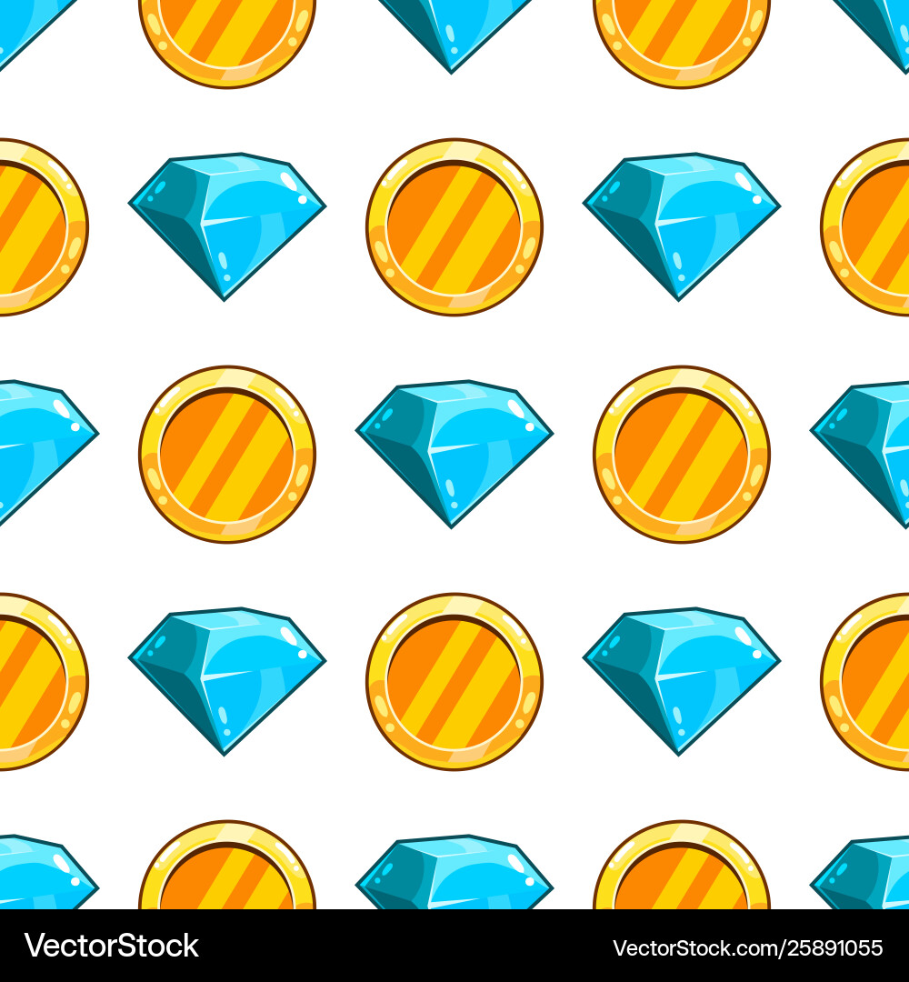 Seamless pattern with gemstone and coin Seamless pattern with gemstone and coin vector image