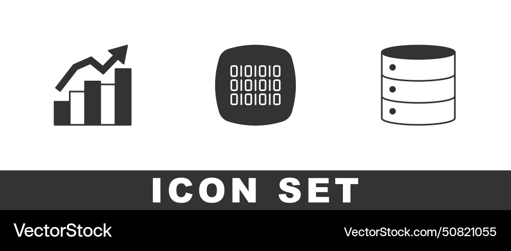 Set financial growth binary code and server icon Set financial growth binary code and server icon vector image