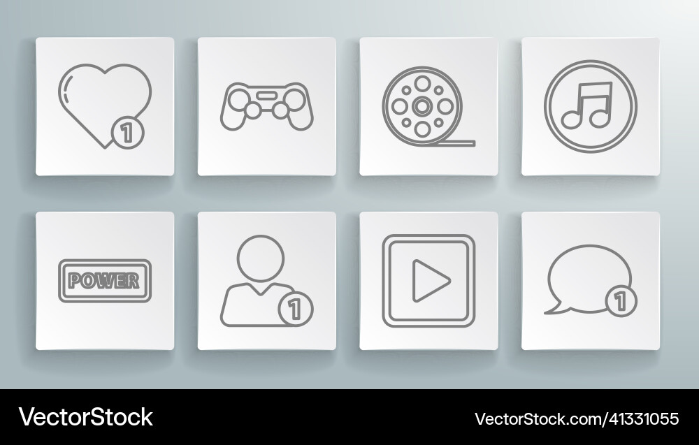 Set line power button gamepad add friend play Set line power button gamepad add friend play vector image