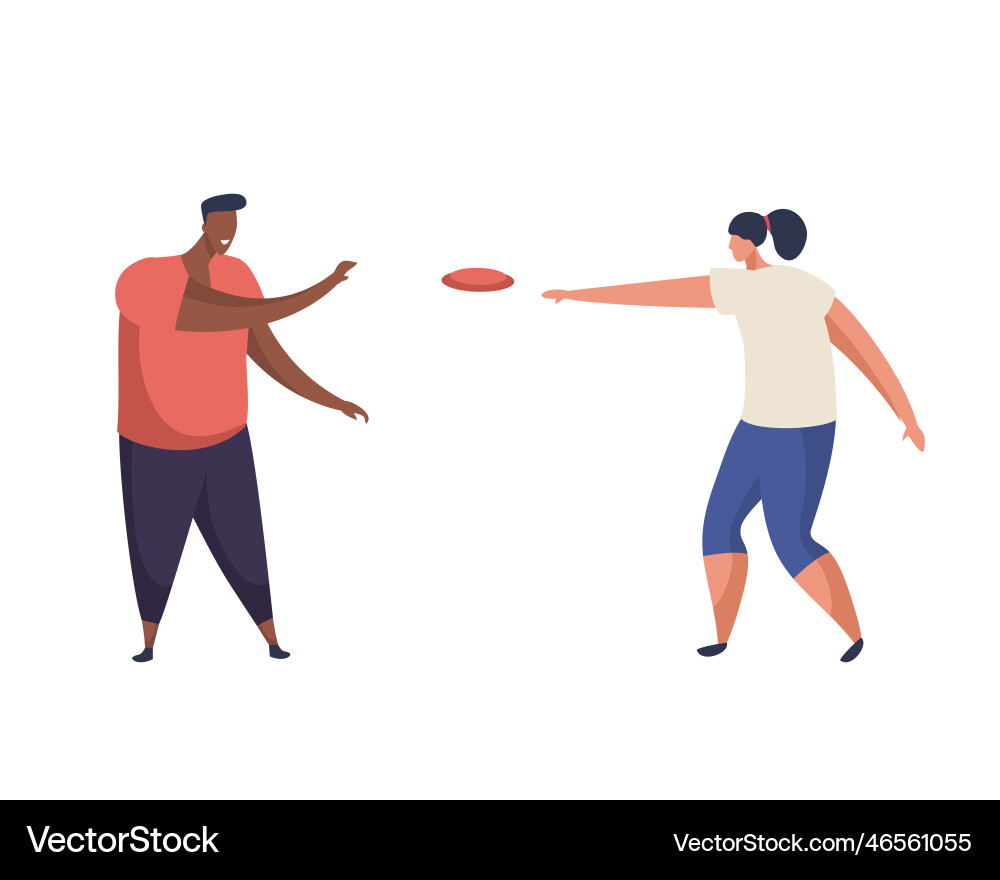 Simplistic characters playing frisbee game Simplistic characters playing frisbee game vector image
