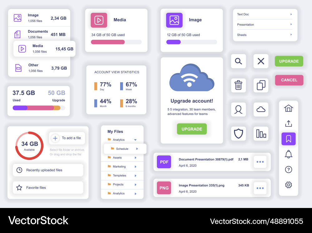 User interface elements set for cloud technology User interface elements set for cloud technology vector image